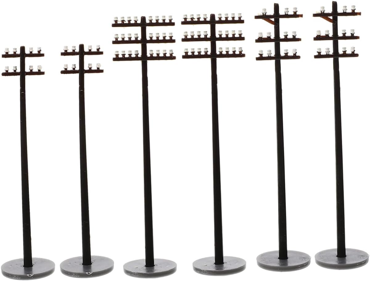 Uonlytech 6pcs Miniature Telegraph Poles Model for Train Layout DIY Scenery Accessories for Micro Landscape for Model Railway Enthusiasts