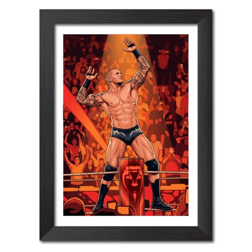 Image of TenorArts Randy Orton Poster Wrestler Vector Art Design Photo Framed Painting with Matt Finish Black Textures (12 inches x 9inches)