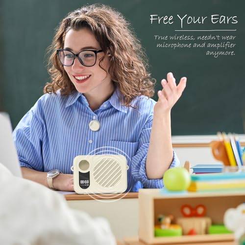 COOLSELL Voice Amplifier Wireless Microphone, 20W Loud Portable PA System with Lavalier Mic, No Feedback Clear Personal Megaphone Speaker for Teacher Classroom, Tour Guide, Salers and Elderly