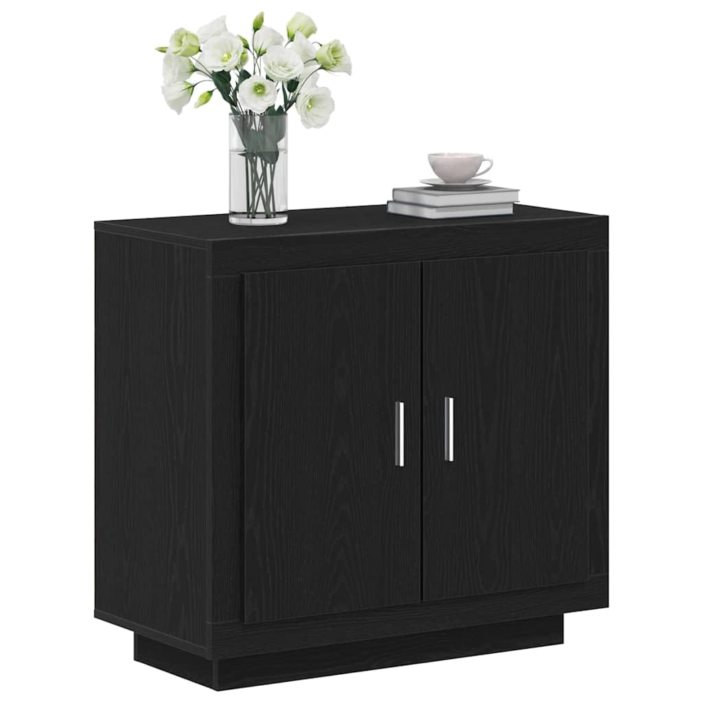 vidaXL Credenza Rovere Nero 80 x 40 x 75 cm Legno Multistrato, Credenza Moderna, Mobile Rettangolare, Arredamento Chic, Soluzione per Salotto, Cabinet Funzionale