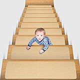 MBIGM 8" X 30" (15 in Pack) Non-Slip Carpet Stair Treads Non-Skid Safety Rug Slip Resistant Indoor R
