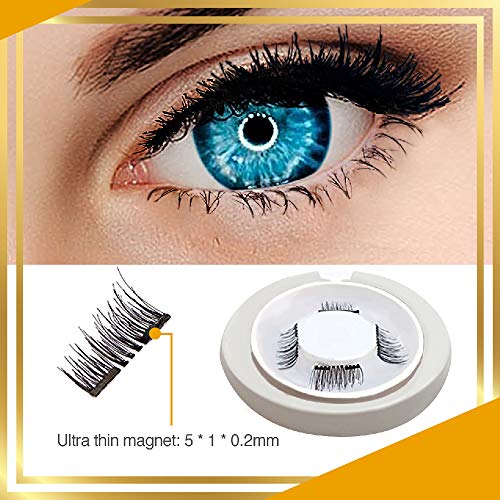 Magnetic False Eyelashes - Dual Magnets - Half Lash-Natural Outer Edge Accent - Reusable - Applicator And Free Gift Bag