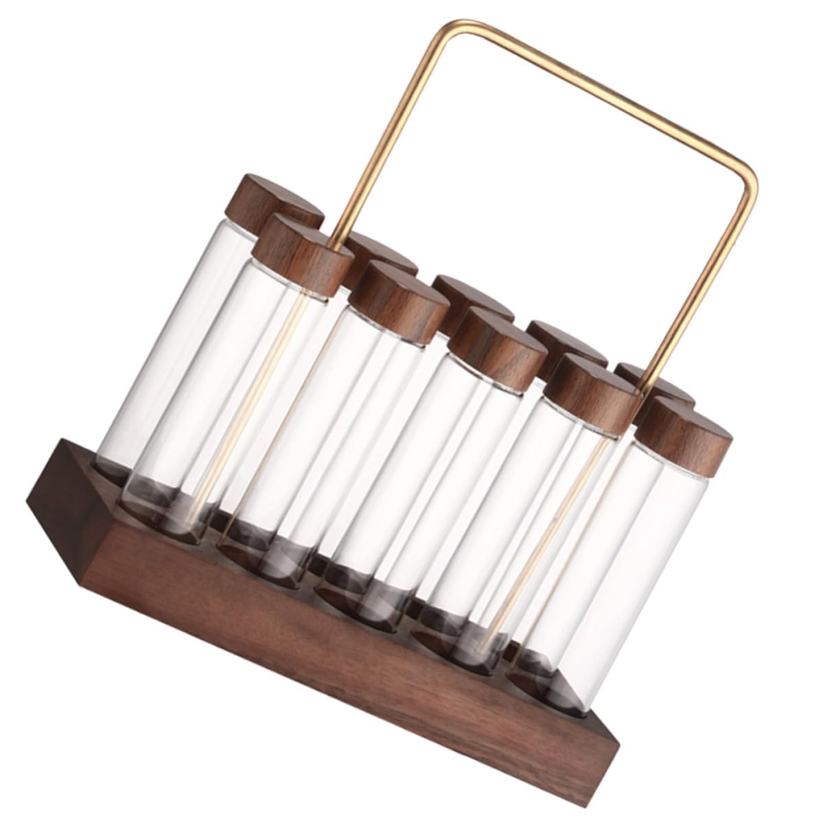 Angoily Glasröhrchen zur Aufbewahrung von Kaffeebohnen, modernes Design aus Glas und Messing, luftdichter Kaffeebehälter, geeignet für Kräuter und kleine Gegenstände in der Küche