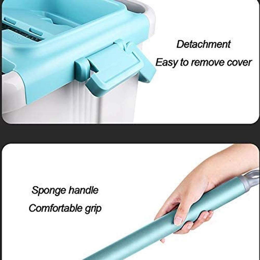 RajoNN Juego de fregona y Cubo para Suelo Plano para Limpieza de Suelos del hogar, Limpiador de Cocina, Almohadillas de Microfibra