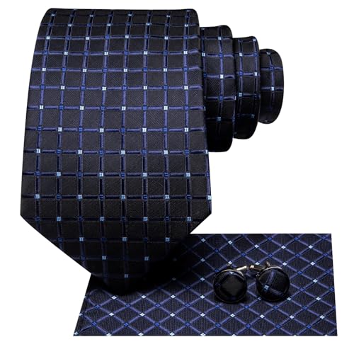 Image of Dubulle Mens Paisley Striped Tie Woven Necktie for Men and Handkerchief Cufflinks Set Wedding Formal Business