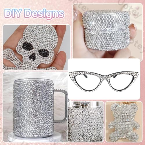 Image of 16000 Pcs Resin Rhinestones for Crafting, Flatback White Gems Jelly Rhinestones, Mixed Sizes White Bedazzling Crystal with Pickup Tool for DIY Crafts Clothing Tumblers Mugs Shoes Fabric Nail Art