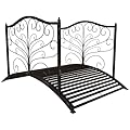 Outsunny 4’ Metal Arch Backyard Garden Bridge with Safety Siderails, Delicate Scrollwork, & Easy Assembly, Black Bronze