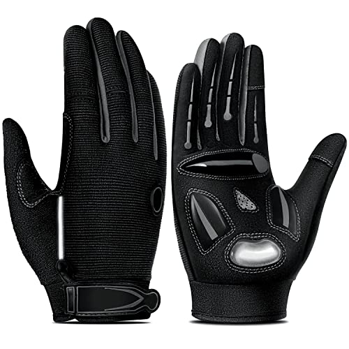 TEUEN Gants Velo VTT Unisexes Anti-Choc Anti-dérapant avec Gel Rembourré, Gants Cyclisme Homme Doigt Complet Gants Velo Femme Écran Tactile (Noir, S-Petit) Cover