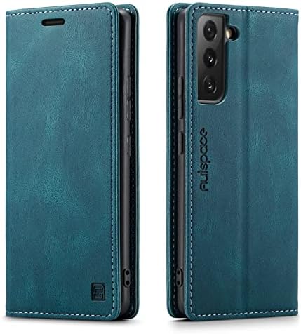 LOLFZ Wallet Case for Samsung Galaxy S22 Ultra 5G, Magnetic Flip Leather Case with RFID Block Card Slots Kickstand Shockproof Protective Cover Compatible with Galaxy S22 Ultra 5G - Blue