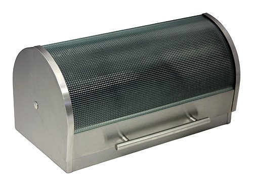 ZUCCOR Napoli Stainless Steel Bread Box/Storage Box w/Decorative Tempered Glass Lid