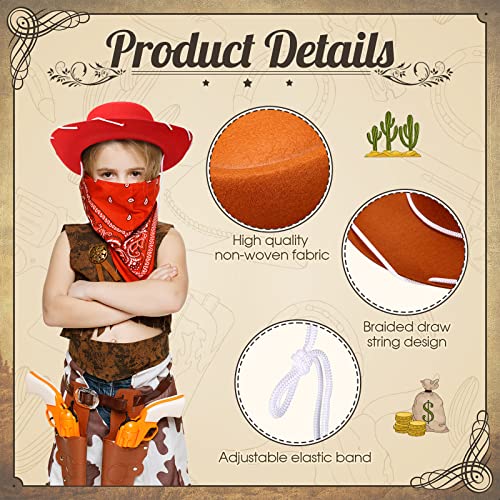 Unittype 18 Sets Cowboy Hats And Bandanas Bulk Kids Western Cowboy Costume Accessories Kids Party Supplies thumb #2