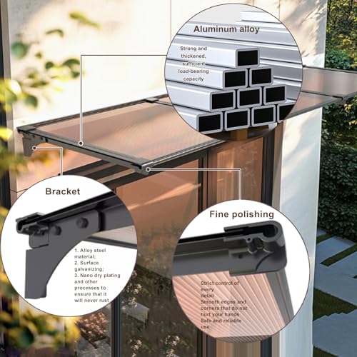 Auvent de porte d'entrée robuste en aluminium résistant aux UV - 6
