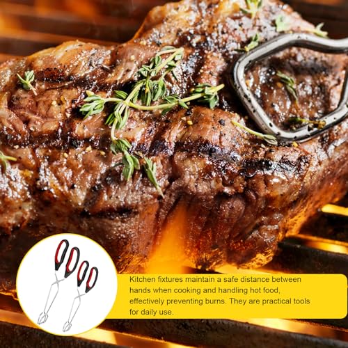 2 Stück Grillzange Edelstahl,Grillzange Klein,mit Rutschfestem,Hitzebeständigem Griff,Wird beim Grillen in der Küche zum Wenden und Festklemmen von Lebensmitteln oder Holzkohle Verwendet (2 Größen)