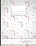 vokabelheft din a4 • 50+ seiten, softcover, register, zweispaltig, erfolgs-tacker, unicorn girls • original #goodmemos schulheft • fremdsprachen leicht lernen, lineatur 53