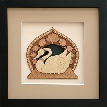 Burnt Orange Wood Veneer Swan (10 inch X 10 inch) Wooden Wall Decor for Living room | Bedroom | Gifts | Wall Hangings for Decoration | Modern Decor Items | Artworks