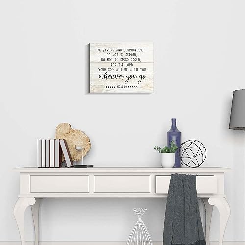 Miniatura 6 de Decoración de pared con versículos bíblicos de Joshua 1 9, arte de pared cristiano inspirador para pared de dormitorio (madera, 13.7 x 10.6 pulgadas)