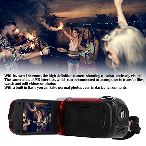 Caméscope vidéo rouge à écran rotatif 270 degrés et zoom 16X