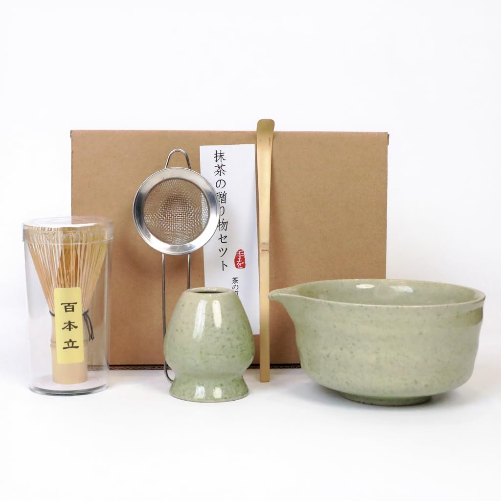 Matcha Whisk Set, Matcha Kit Set with Bowl, Whisk, Bamboo Scoop, Scoop Rest, Sifter - 5 Pcs Matcha Kit for Lover