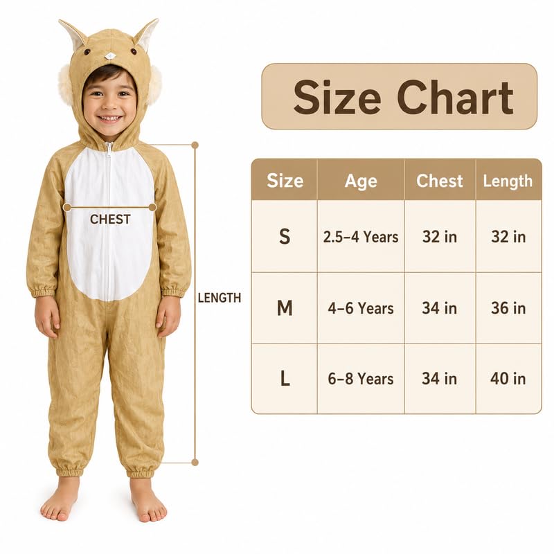 Image of Animal Costume for Kids | Plush Fancy Dress Costume for Boys & Girls |School Fancy Dress, Annual Day, Jungle Theme, Role Play, Halloween & Birthday Party