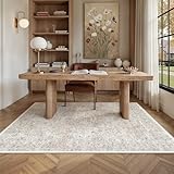 PureCozy Alfombra vintage lavable beige para salón, oficina