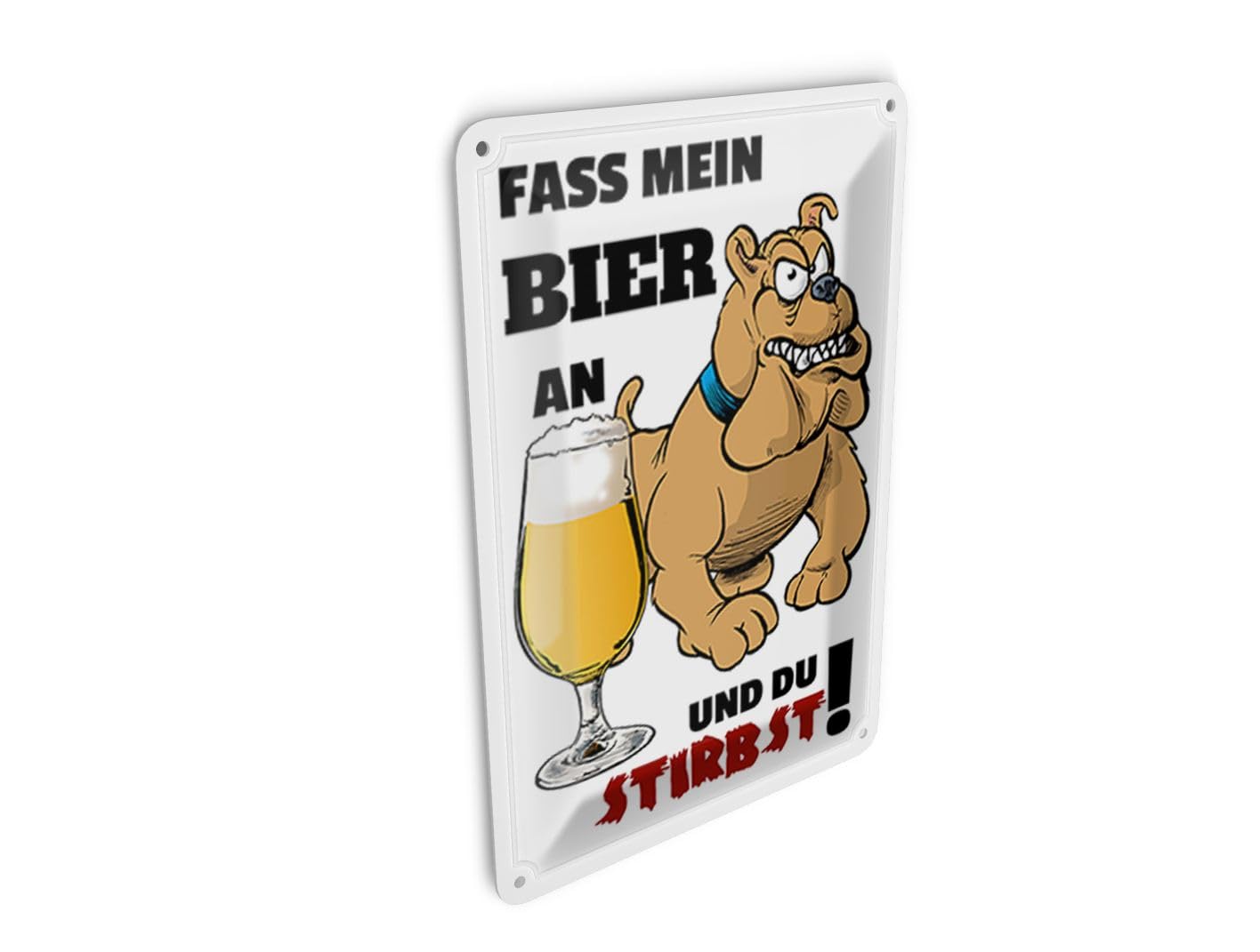 Femer Tin Postcard Alcohol 10 x 14 cm "Fass mein Bier an du stirbst" Decorative Sign