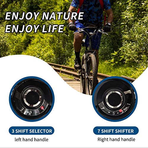 Rainflowwer Bicycle Brake Levers Shifter, 3X7 21 Speed Mountain Bike Shifters Set With Gear Indicator,Cable Thumb Derailleur Lever Transmission For Moutain Bike, Road Bike, Mtb, Bmx, Fixie Gear #TOP2