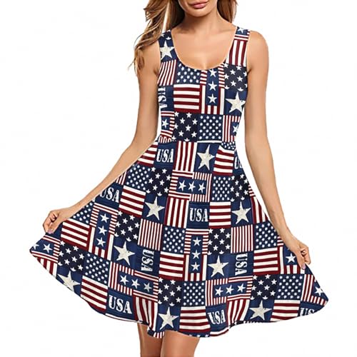 Cozeyat American Flag Dress For Women Girls Short Sleeves...