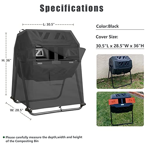 Outdoor Compost Bin Cover,Heavy Duty Waterproof Compost Tumbler Cover,Suitable For 37-43 Gallon Outdoor Dual Chamber Tumbling Composter（Only Cover） #TOP1
