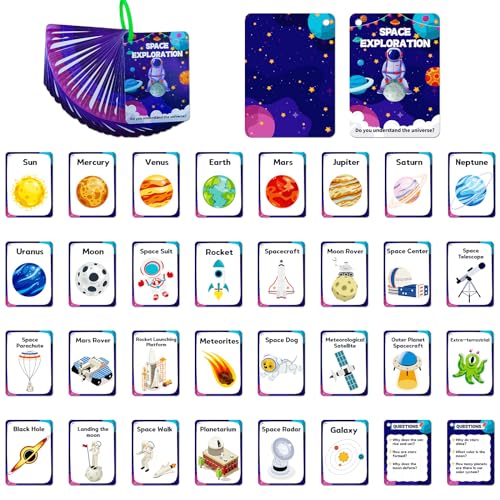34PCS Outer Space Cognitive Flash Cards