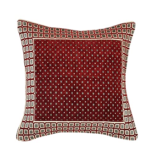 Image of Sofa Cover with Cushion Cover and Table Cover - 3 Seater and 2 Seater Sofa Covers with Arm Set 16 Pcs - 3+1+1 Panels for Home Living Room Sofa Couch Decor (Maroon), Chenille