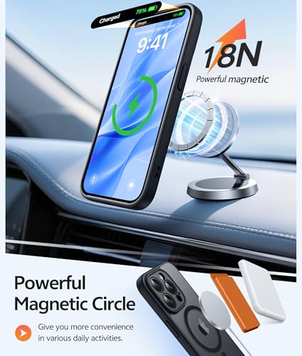 Image of FNTCASE for iPhone 15 Pro Case: [Compatible with Magsafe] Translucent Matte Cases with [Full Camera Protection] [Screen Protector] Military Grade Shockproof Protective Phone Cover -Black