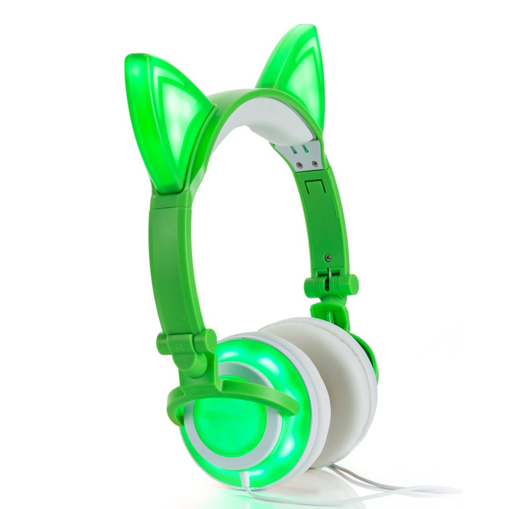 Amazon.co.jp: 猫耳ヘッドフォンwith Glowingライト(緑) : 家電
