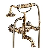QQXX Antique Brass Clawfoot Tub Faucet,Bathtub Faucet Wall Mount,Bathroom Shower Faucet System with