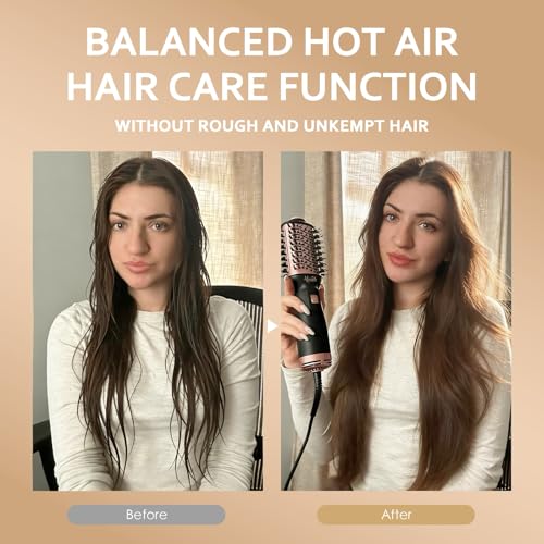 Image of Aleath Hair Blow Dryer Brush for Travel: 2026 Gifts for Women - Small Hot Air Brush with Auto Dual Voltage - Fast Blowout Brush European International Travel Essentials