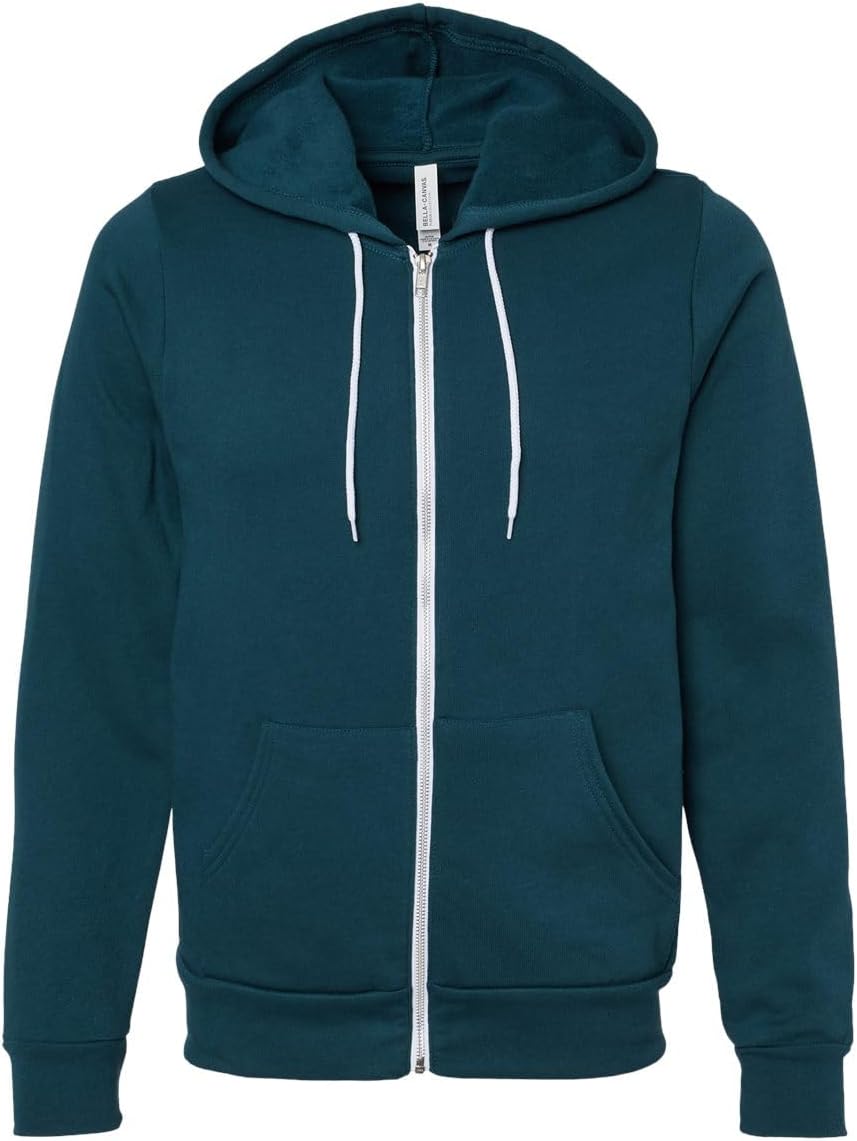 Unisex Poly-Cotton Fleece Full-Zip Hooded Sweatshirt - ATLANTIC - XL
