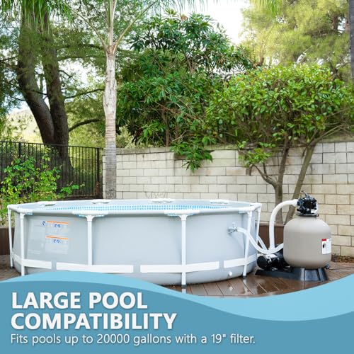 Image of XtremepowerUS 19 inch Sand Filter Pump System for Above Ground Swimming Pool Self-Priming Pool Pump Multi-Port Valve, Strainer Basket 2,400-4,500 GPH, Up to 18,000 Gallons