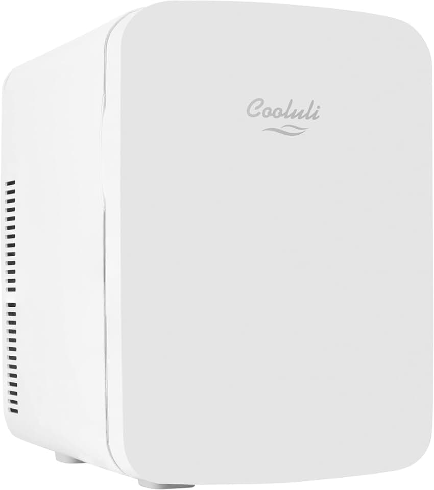 Cooluli Mini geladeira de 15 L para quarto, carro, mesa de escritório e dormitório universitário - refrigerador e aquecedor portátil de 12 V para alimentos, bebidas, cuidados com a pele, beleza e