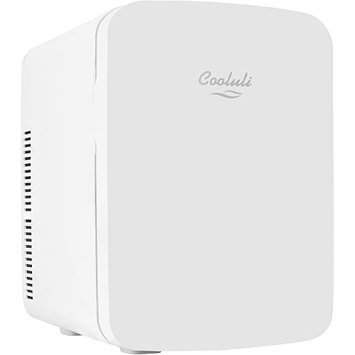 Cooluli 15L Mini Fridge for Bedroom, Car, Office Desk & College Dorm - 12V Portable Cooler & Warmer for Food, Drinks, Skincare - AC/DC Small Refrigerator with Glass Front, White