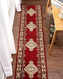 Well Woven Custom Size Runner - Choose Length - Medallion Red Traditional 2