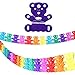 Binpeng 4 Pack Party Supplies 3D Pull flower Banners Garland for Kids Party, Colorful Rainbow Tissue Paper Decorations Little Bear Shape