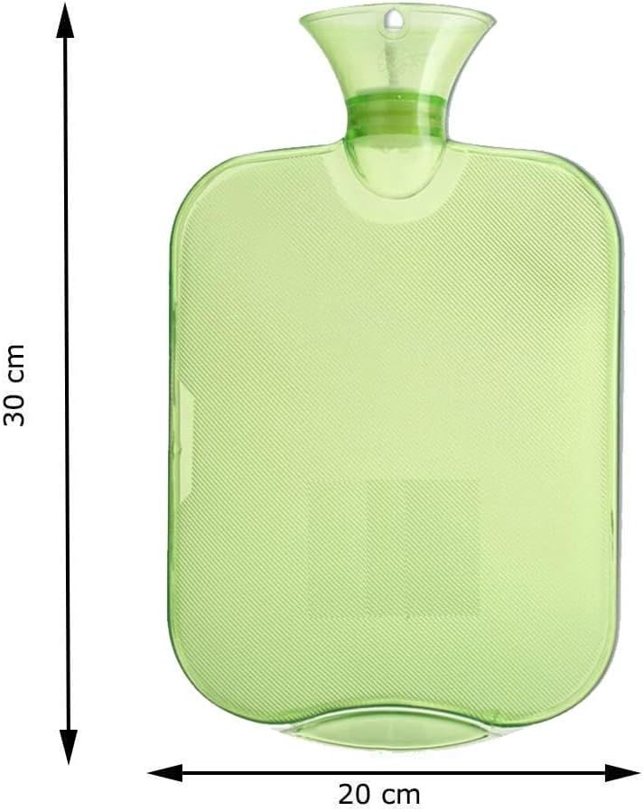 Transparent Hot Water Bottle, Leak-Proof PVC Heat Therapy Bag with Textured Surface, Multi-Color Pain Relief Pack Color May Vary (Green)