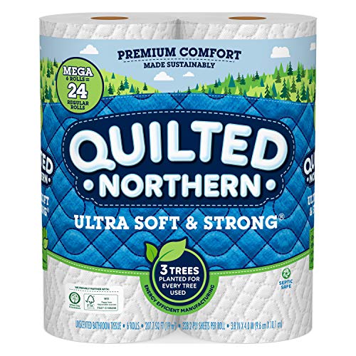 Quilted Northern Ultra Soft and Strong Earth-Friendly Toilet Paper, 6 Mega Rolls = 24 Regular Rolls, 328 2-Ply Sheets Per Roll (Packaging May Vary)
