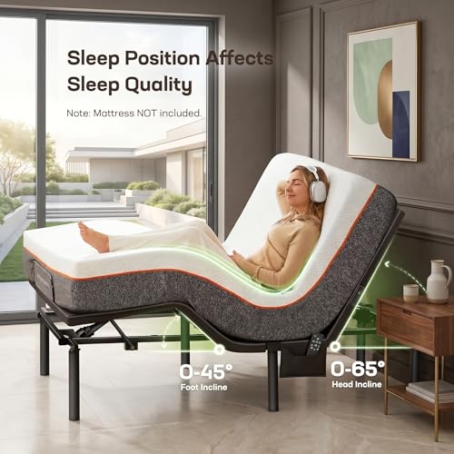 Image of Marsail MS01-2 Twin XL Adjustable Bed Base - Massage, App Control & Under-Bed Nightlight, 4-Height Adjustable Frame, 3-Minute Tool-Free Assembly, Wireless Control