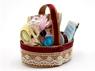 Melody Jane Dollhouse Basket of Knitting Accessories Miniature 1:12 Sewing Room Accessory