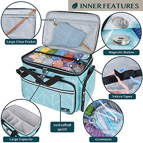 PAVILIA Large Knitting Yarn Storage Bag Crochet Organizer for Knitter, Teal by PAVILIA - Used condition - Image 2