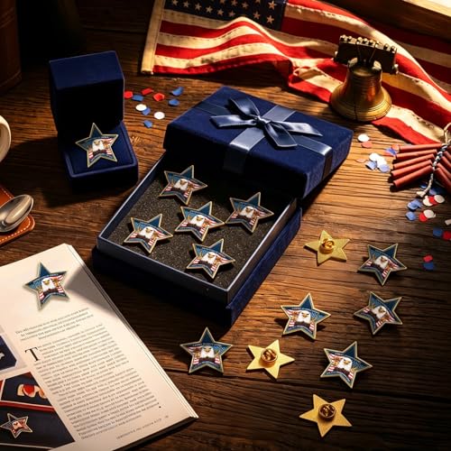 Image of Yinkin 48 Pcs 4th of July Label Pins 250th Anniversary Enamel Pins Bulk American Patriotic Brooch Memorial Day Gift Independence Day Backpacks Clothes Bags Accessories
