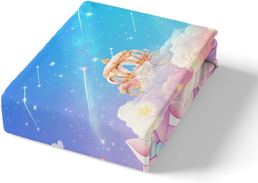 jejeloiu Kids Castle Dreamy Duvet Cover Toddler Size, Princess Comforter Cover Cute Unicorn Bedding Set Boys Girls Galaxy Rainbow Teens Bedspread Cover Bedclothes Zipper (No Comforter)