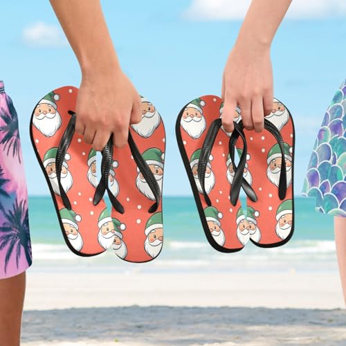 CEBUGI Unisex Flip Flop -Flat Sandal -NonSlip Couple Slippers -Natural Rubber Foam Soles Ultimate Comfort and Durability for Indoor Outdoor|Cartoon Santa Claus4