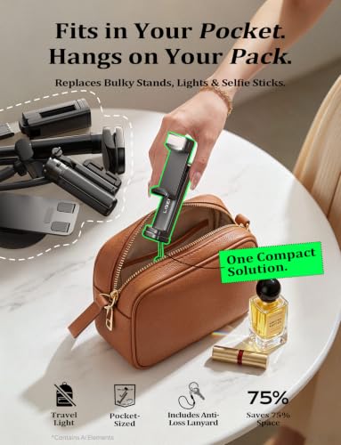 LISEN Airplane Phone Holder with Light, Universal Phone Mount for Desk, 360 and 180 Degree Tilt Adjustable Clamp Holder with Cold Shoe, 1/4 Inch Screw Mount - image 4