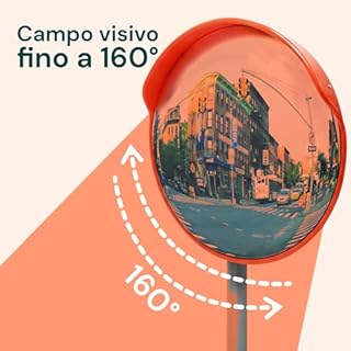 Avilia - Specchio Stradale 60 Cm Convesso Parabolico per Sicurezza con Visione Grandangolare 160°, Controllo Angoli Ciechi e Installazione a Parete o Palo con Staffe Incluse